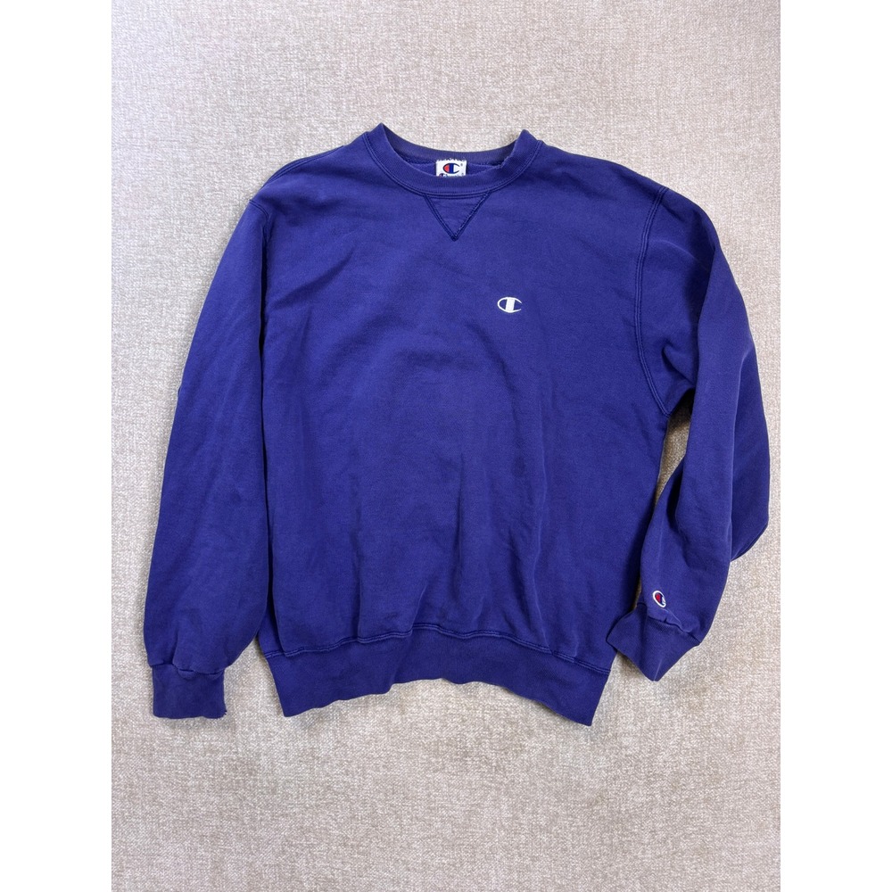 Vintage Champion Sweatshirt Mens Large Purple Distressed Made in USA Crewneck
